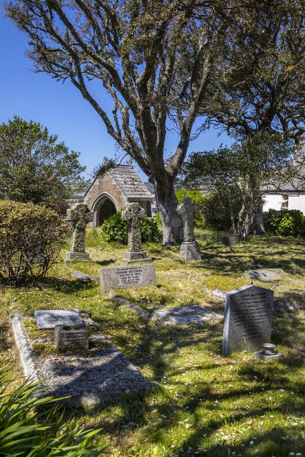 Graveyard at St. Michaels Mount in Cornwall, UK Editorial Stock Image