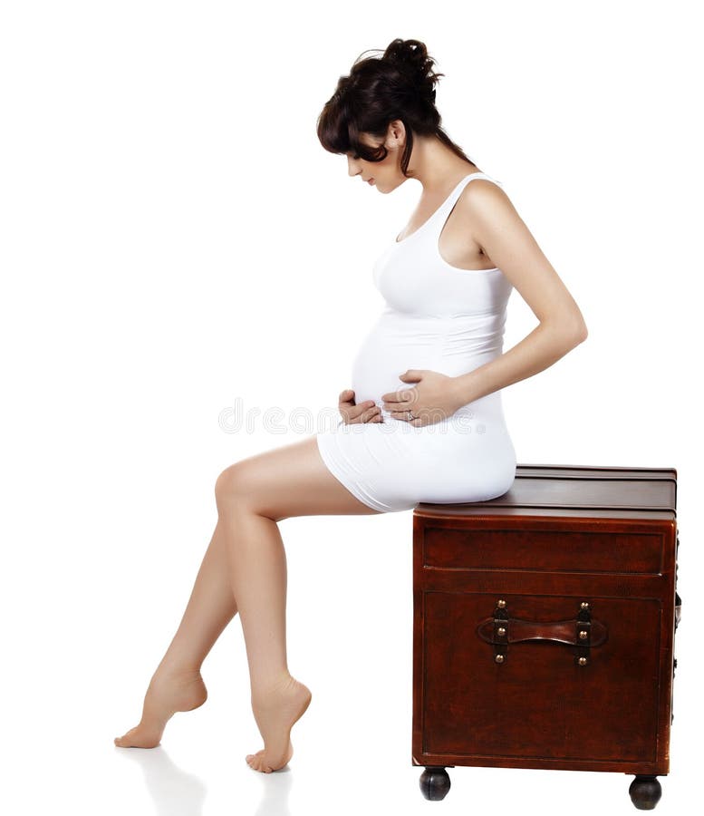 Gravid kortslutningskvinna arkivfoto. Bild av moder, isolerat - 20626858