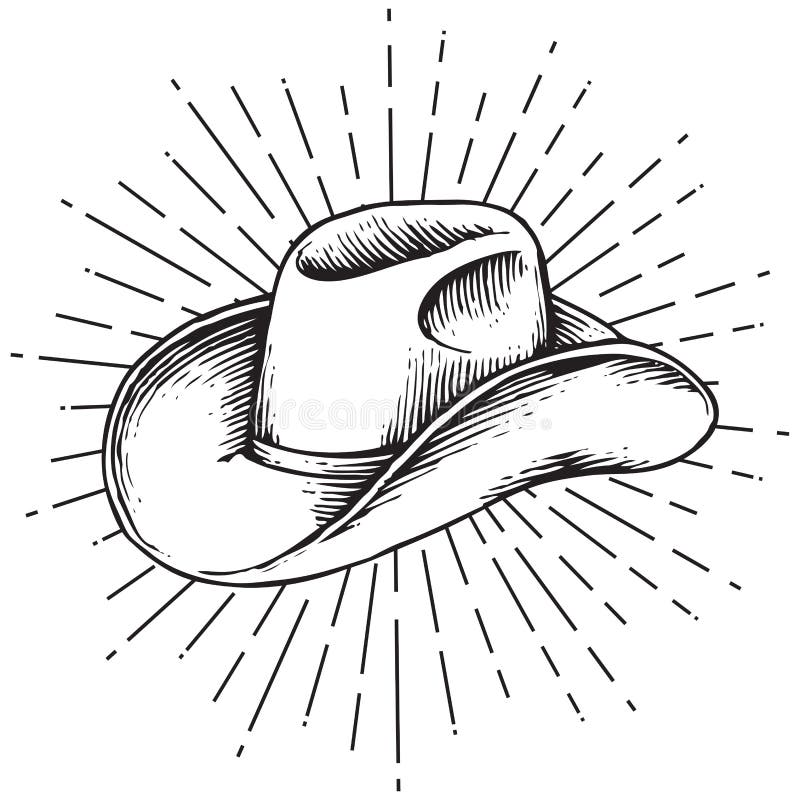 Gravierte Vektorillustration des Cowboyhuts Jahrgang