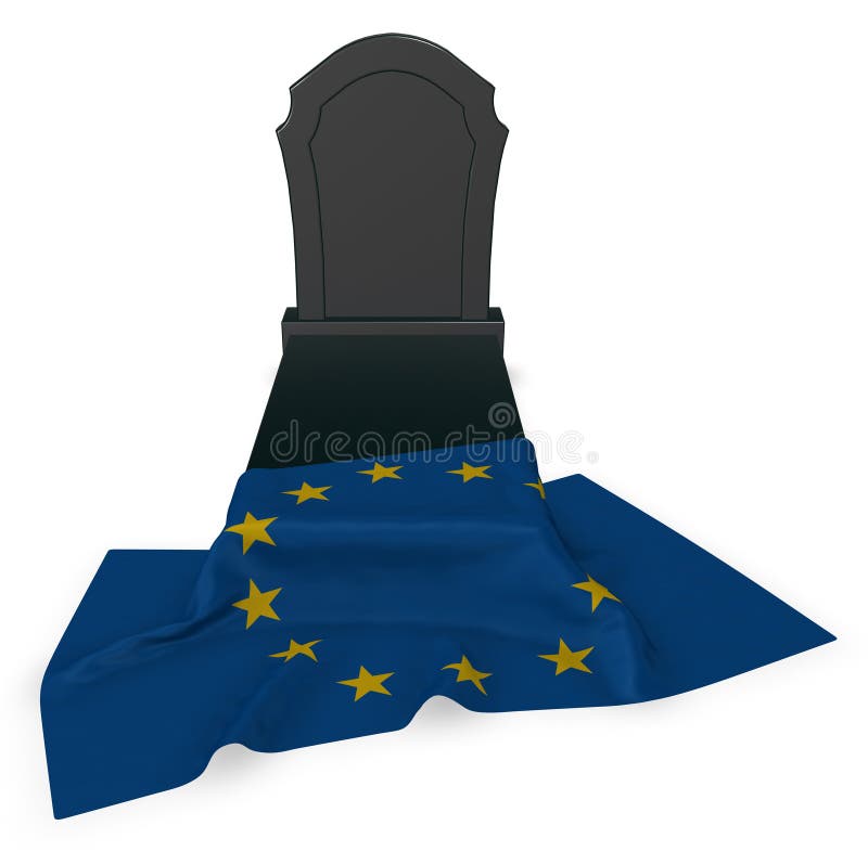 Gravsten och flagga av den europeiska unionen vektor illustrationer Gravsten och flagga av den europeiska unionen vektor illustrationer