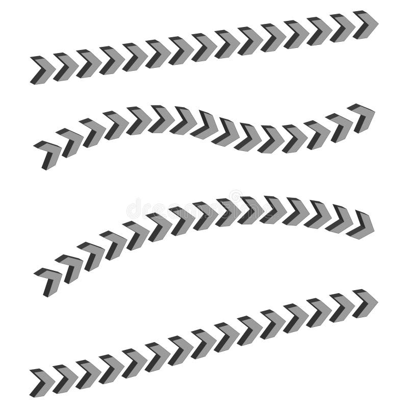Gray arrow row. Directional stripe icon. Repeated chevron shape. Vector pointer symbol. stock illustration