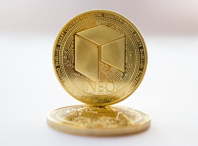Crypto Currency Coins Neo On Gray Background Stock Photo ...