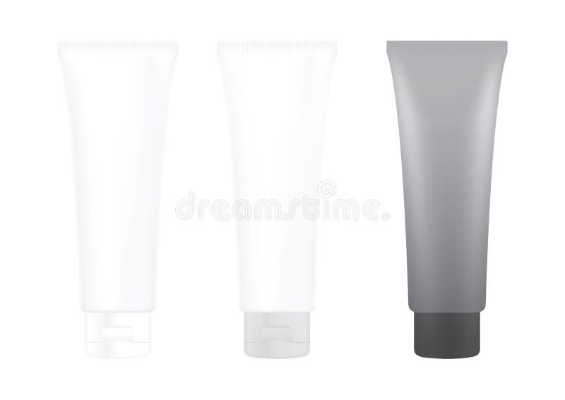 Tube Gray Black Cream Foam Bottle on white background isolated, cosmetics, cream tube treatment tube white royalty free illustration Tube Gray Black Cream Foam Bottle on white background isolated, cosmetics, cream tube treatment tube white royalty free illustration
