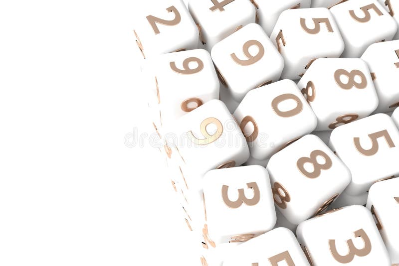 Number sign or symbol, cube or block for design texture, background. Gray or black and white b&w 3D render. royalty free illustration