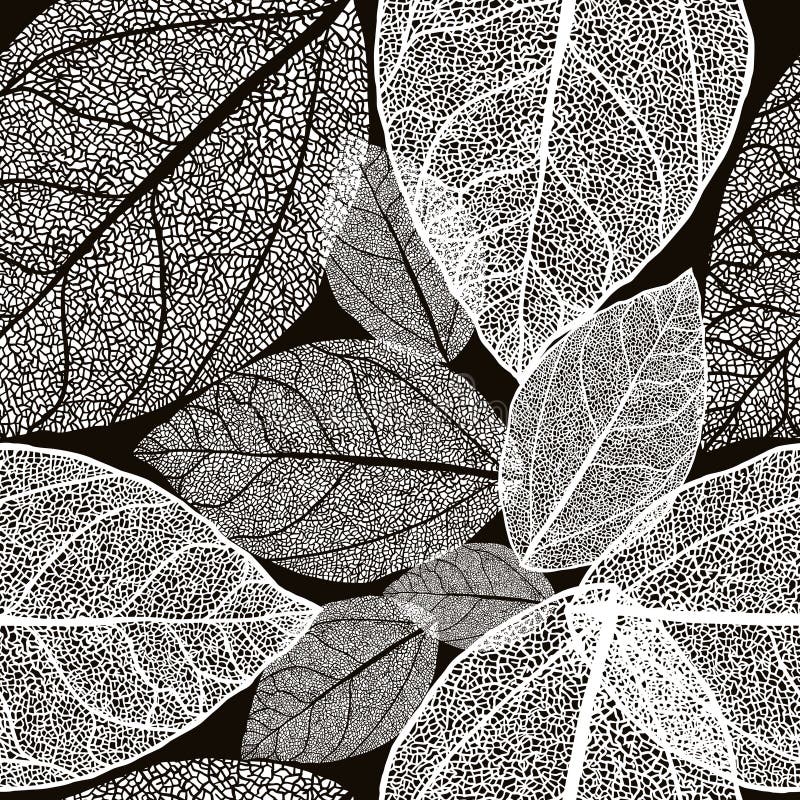 Gray branches of a tree. Seamless pattern white leaves skeletonized. Vector illustration royalty free illustration