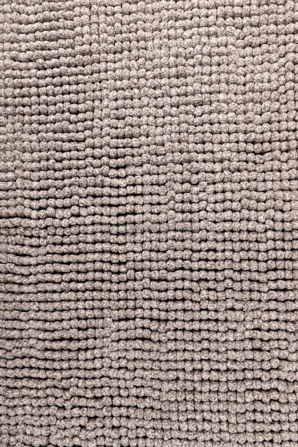 Gray Chenille Soft Bath Mat Texture Background. Bath Accessories. Top