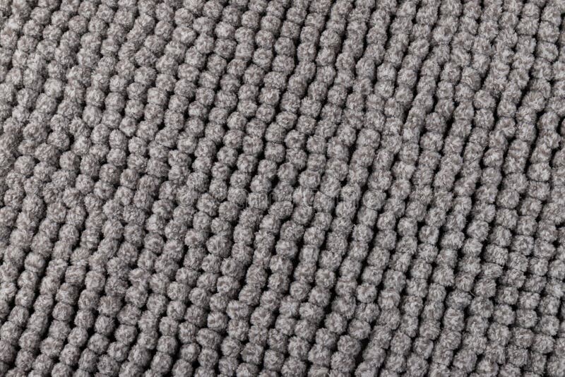 Gray Chenille Soft Bath Mat Texture Background. Bath Accessories. Top