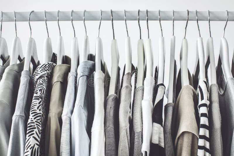 Gray Clothing on the Hangers Stock Photo Image of shop, hook 124441600