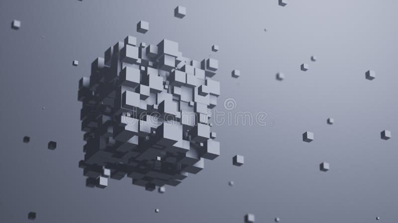 Fly cube. Куб в сером небе. Cubes banner Gray.