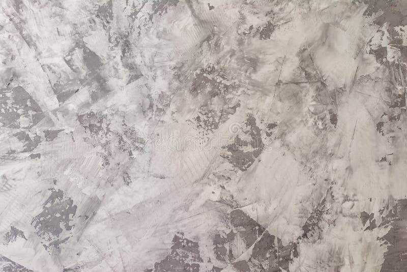 Gray Decorative Wall Covering. Roughly Plastered Surface, Gray Putty
