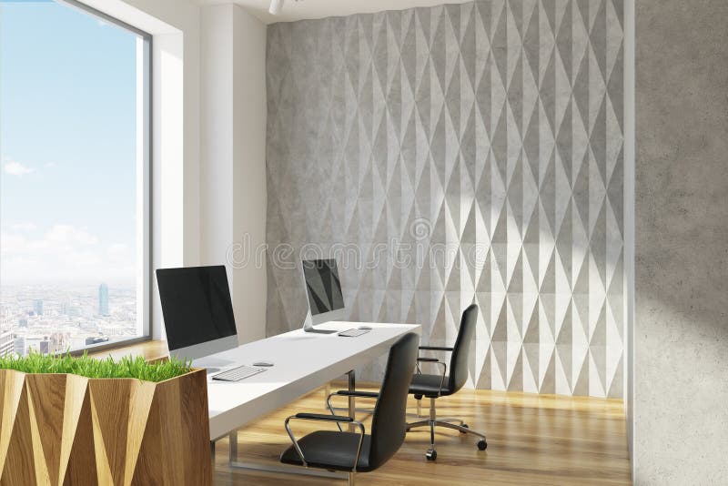 Gray Diamond Wall Pattern Open Office, Closeup Stock Illustration