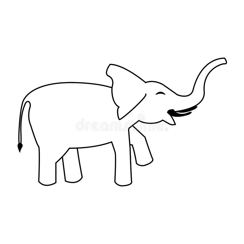 Gray Elephant Icon Cartoon Isolated in Black and White Stock Vector