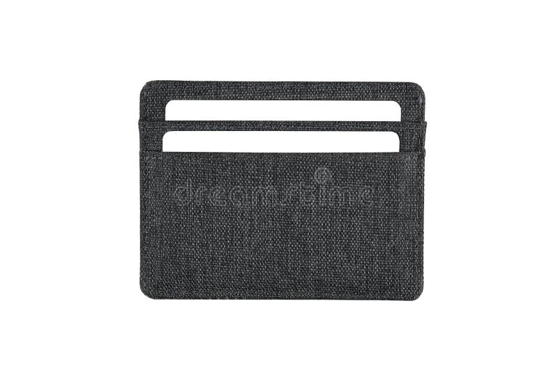 Gray Fabric Card Holder with White Card Mock Up Isolated. Business