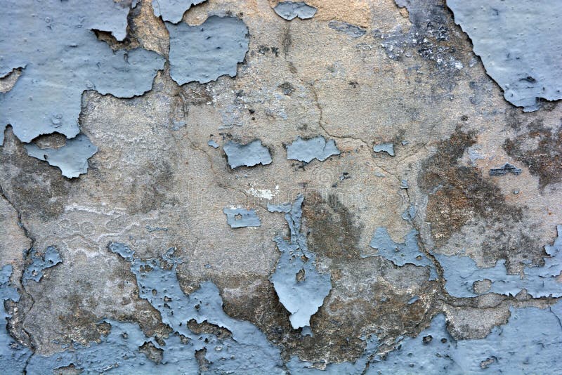 The Gray Flat Concrete Wall Painted Long Ago with Blue, Light Blue