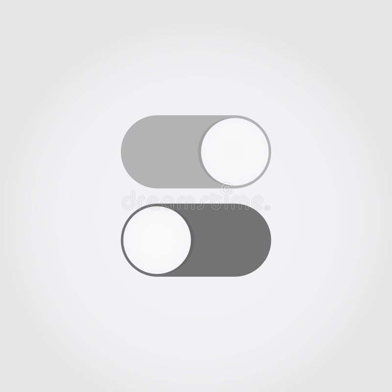 Switch Toggle Buttons. on and OFF Vector Icons Set in Flat Style