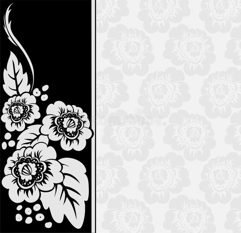 Gray Flowers on a Black and White Background Stock Vector