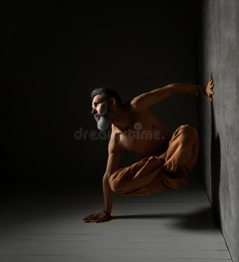 Naked yoga male