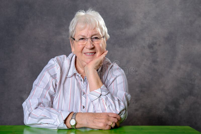 Gray Hairy Elderly Woman Looking Relaxed Stock Photo - Image of