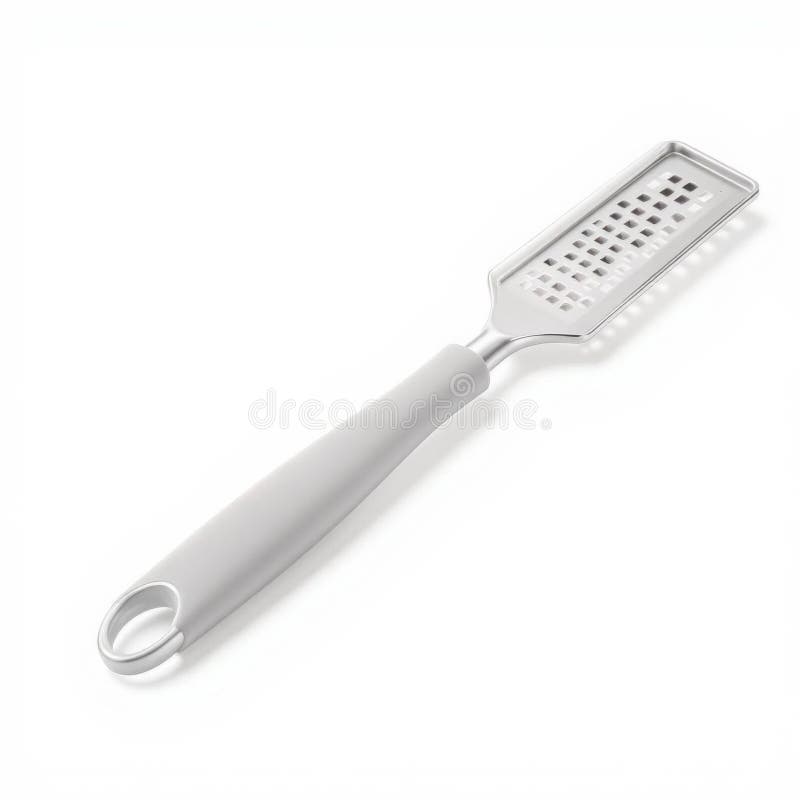 Gray Handled Metal Cheese Grater on a White Background for Kitchen Use vector illustration