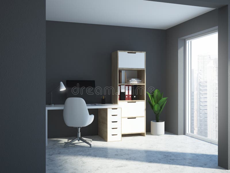 Gray home office interior stock illustration. Illustration of