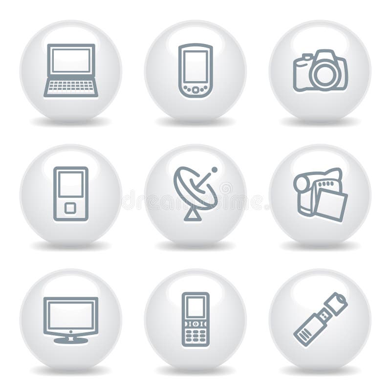 Gray icons set 16 stock vector. Illustration of mobile 11117021