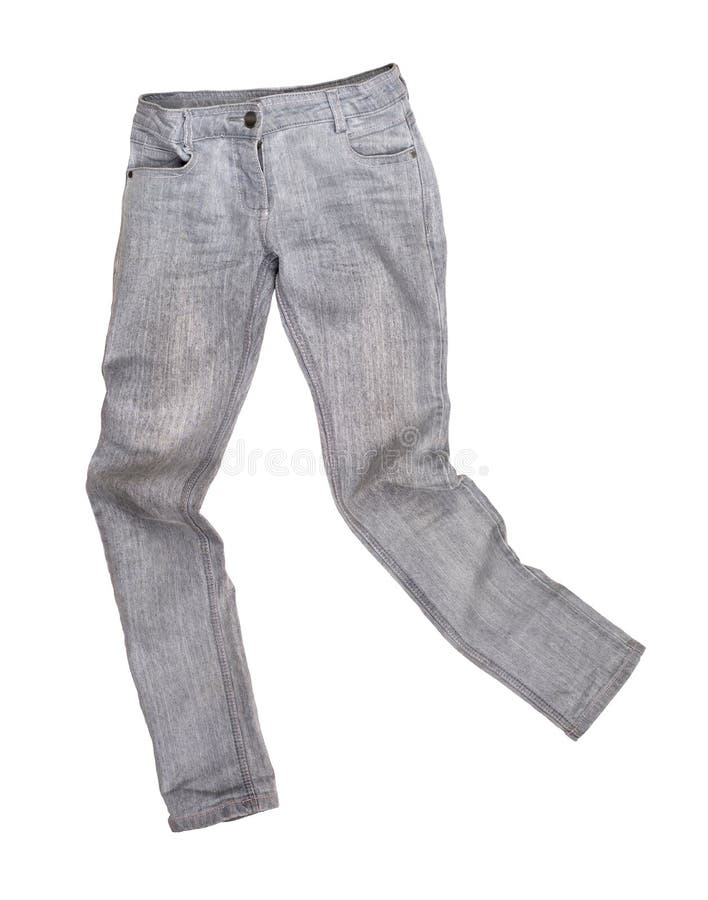 Gray jeans on a white background stock photos Gray jeans on a white background stock photos