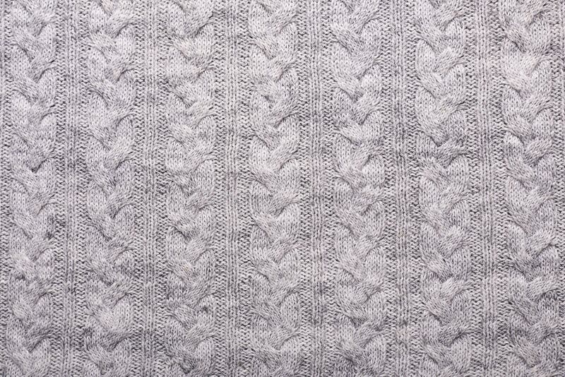 Gray Knitting Wool Texture Background Crocheted Fabric Texture Top View