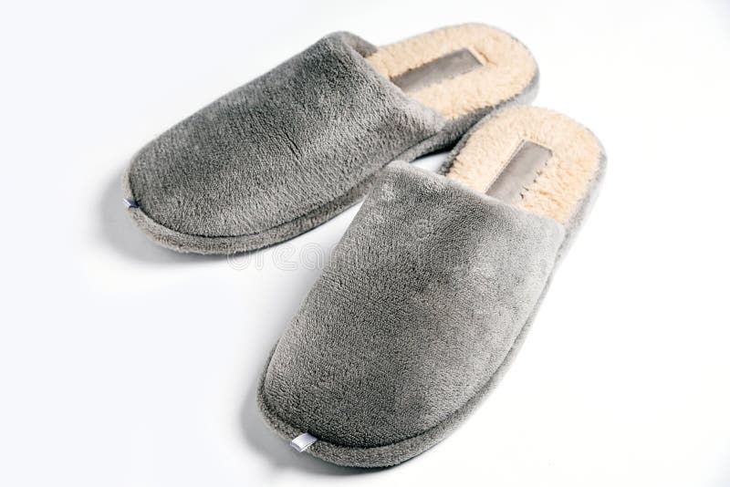 Gray Man Comfortable Slipper Stock Image Image of fashion, pair