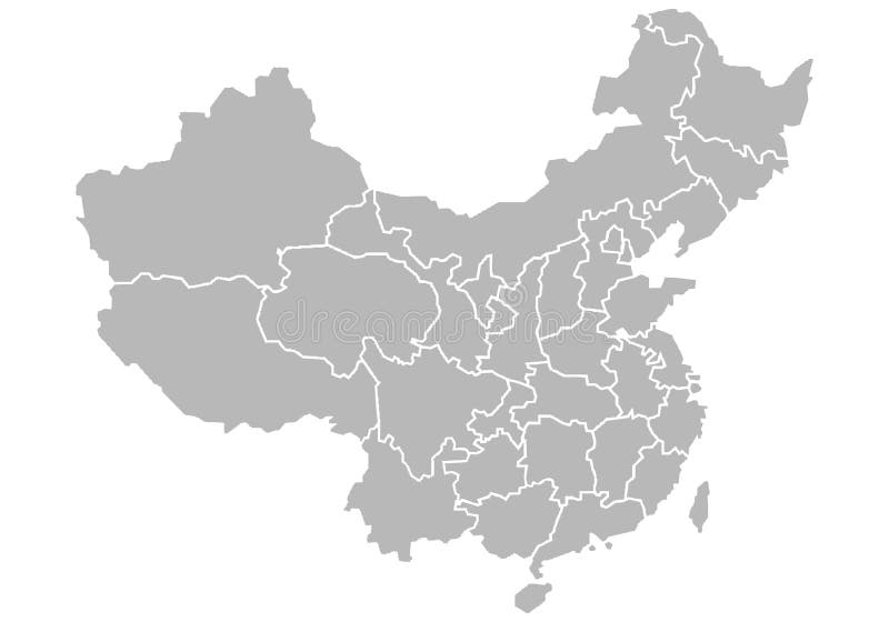 Map Of China In Gray On A White Background Stock Vector - Illustration
