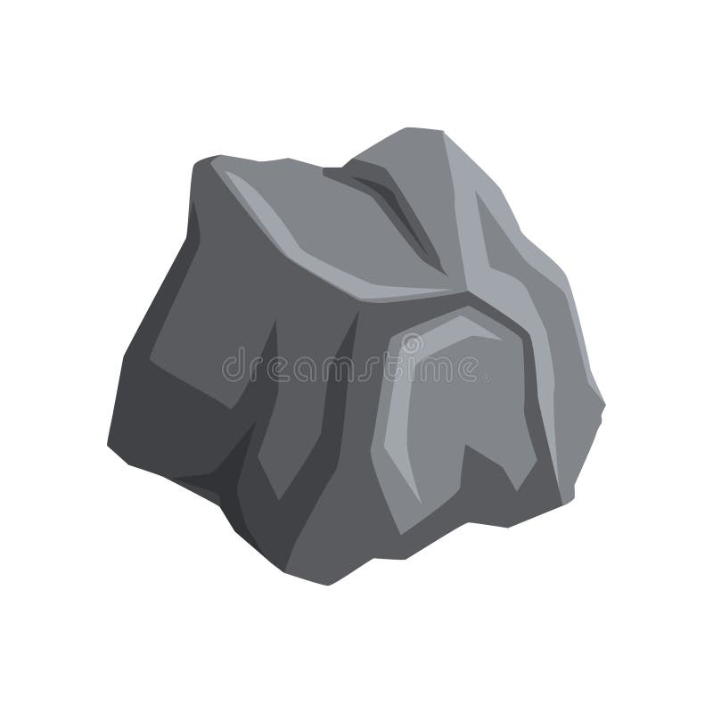 Gray Stone With Lights And Shadows. Cartoon Vector Icon Of Mountain