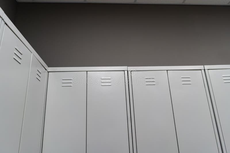 Gray Metal in the Locker Room Stock Image Image of hall