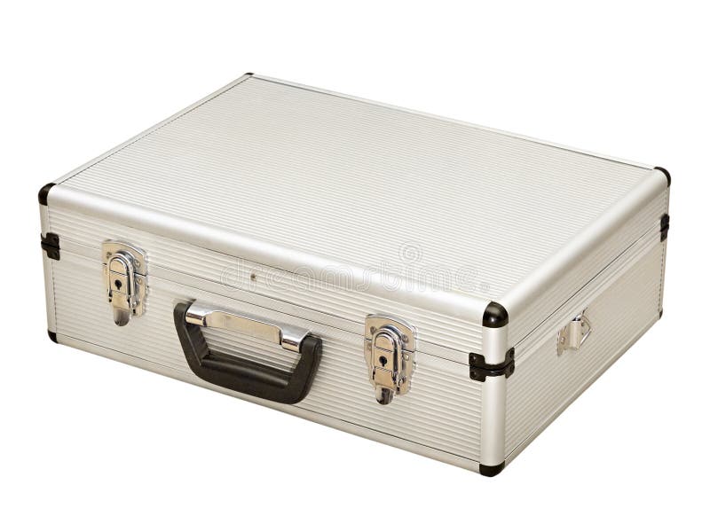 Gray metal suitcase stock photo. Image of accessory, silver 29040458