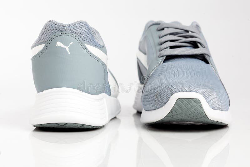 Gray Puma Sports Running Shoes Isolated on White Background. Editorial  Stock Image - Image of rubber, background: 192351029
