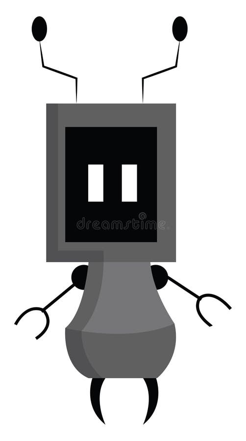 A Gray Robot, Vector or Color Illustration Stock Illustration