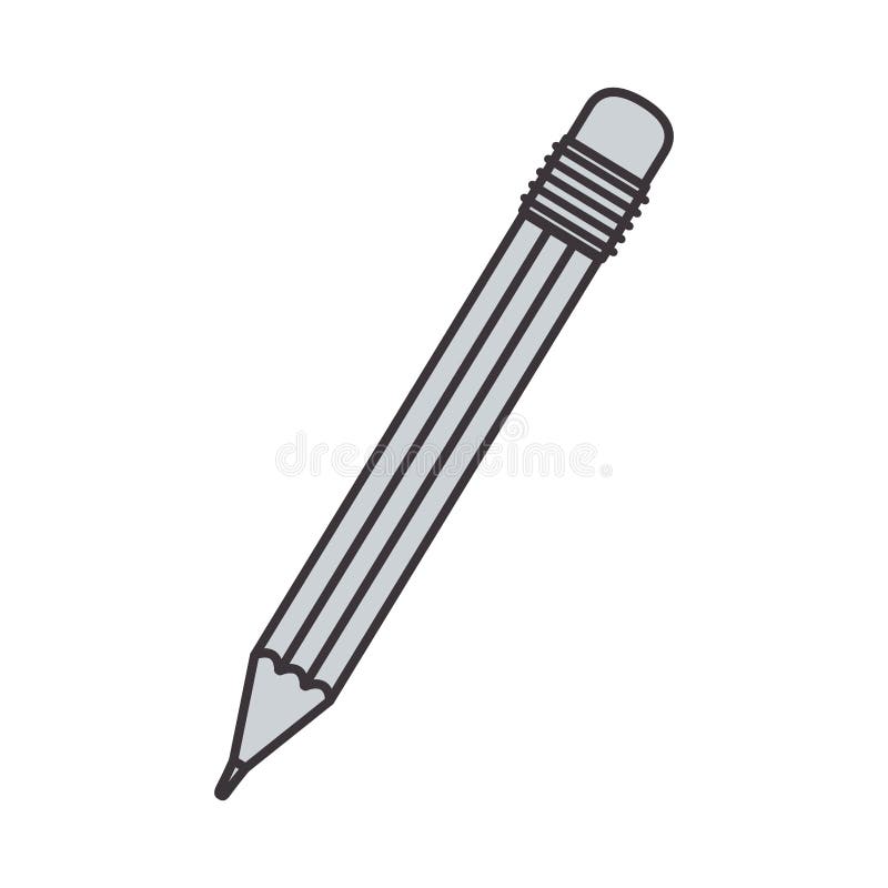 Gray Silhouette Pencil with Eraser Stock Vector Illustration of draw