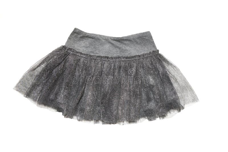 Gray skirt for girl, isolated on white background. Single mini stock images, royalty-free photos and pictures