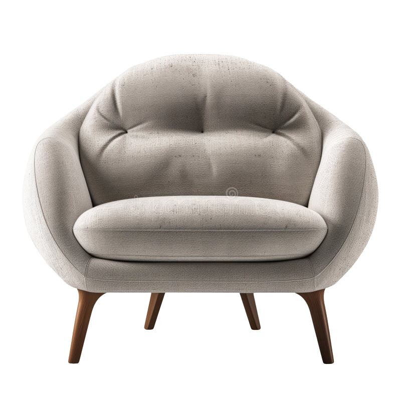 Gray soft chair isolated on a white or transparent background. Gray modern armchair closeup, front view. Graphic design element, clipart. High quality photo. Isolated white transparent background ai stock images, royalty-free photos and pictures