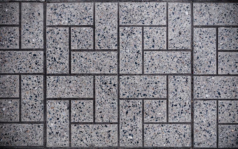 Gray Square Paved with Small Square Corners and Gray Rectangles. Seamless Tileable Texture stock photo