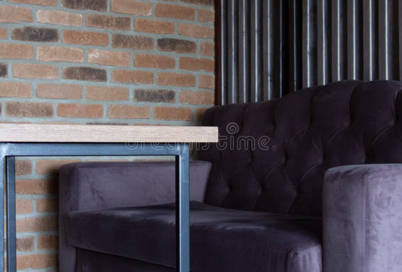 Gray Table and Sofa in a Cafe. Interior Stock Photo Image of design