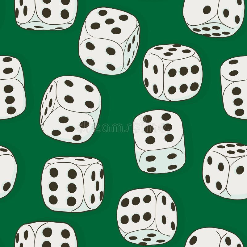 Gray vintage dices on the green background. Seamless original co stock illustration Gray vintage dices on the green background. Seamless original co stock illustration