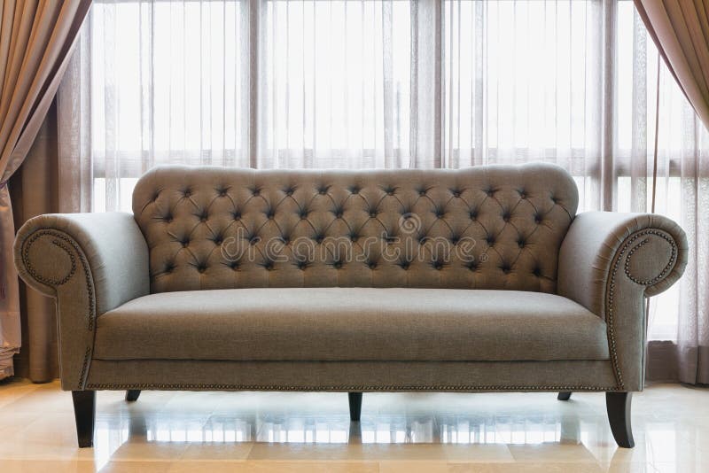 Gray Vintage style sofa stock photo. Image of light, pattern 85546114