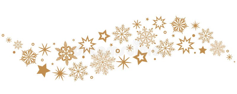 A gray whirlwind of golden snowflakes and stars. New Year`s element. concept Xmas