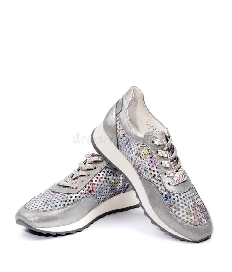 Gray Women`s sneakers stock image. Image of reed, background 116230459