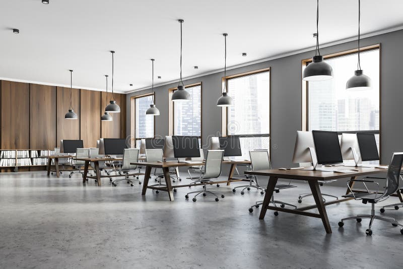 Modern Workplaces in a Modern Bright Clean Interior of a Loft Style ...