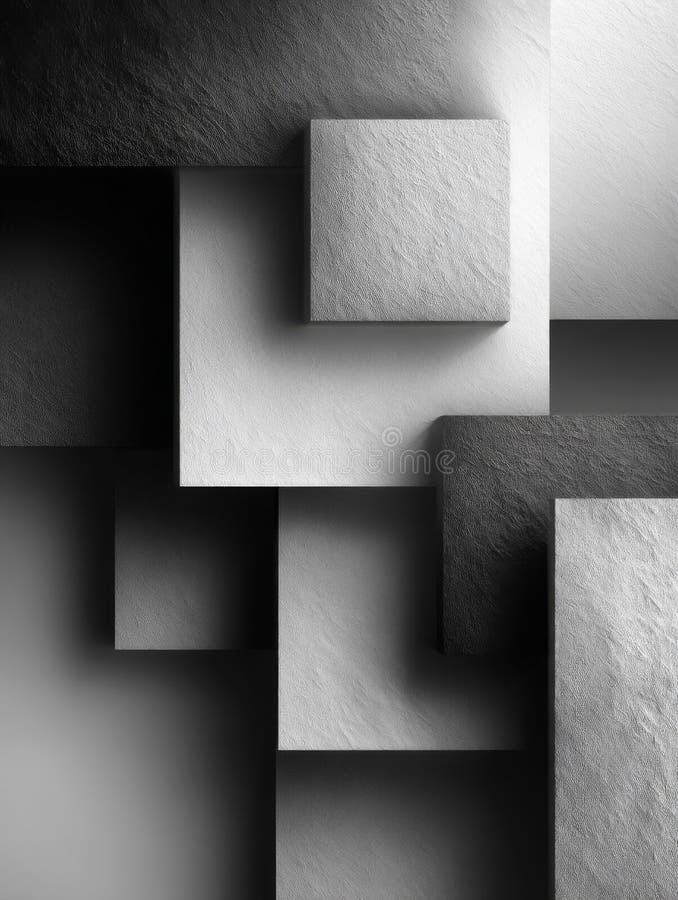 Grayscale Abstract Composition of Stacked Squares royalty free illustration