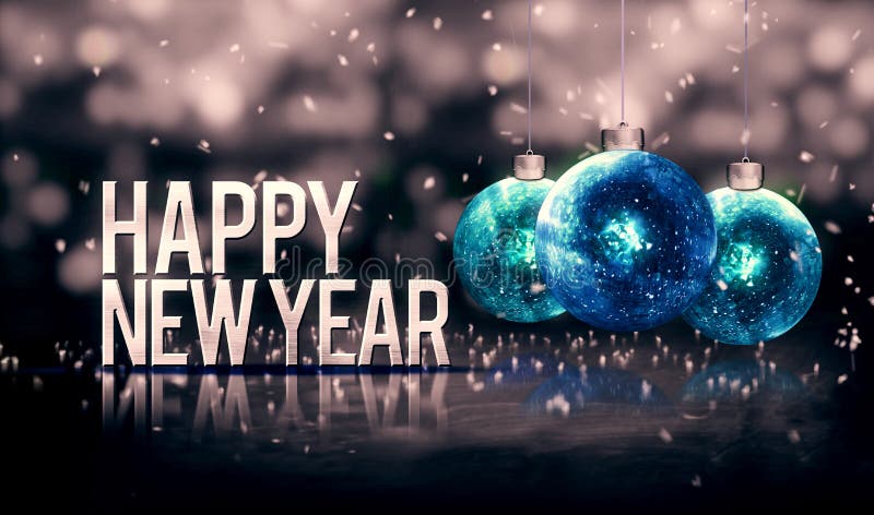 Grayscale hermoso azul 3D de Bokeh de las chucherías de la ejecución de la Feliz Año Nuevo stock de ilustración Grayscale hermoso azul 3D de Bokeh de las chucherías de la ejecución de la Feliz Año Nuevo stock de ilustración