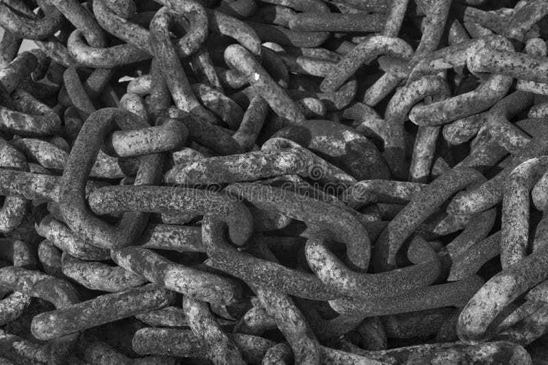 Grayscale of rusty chains