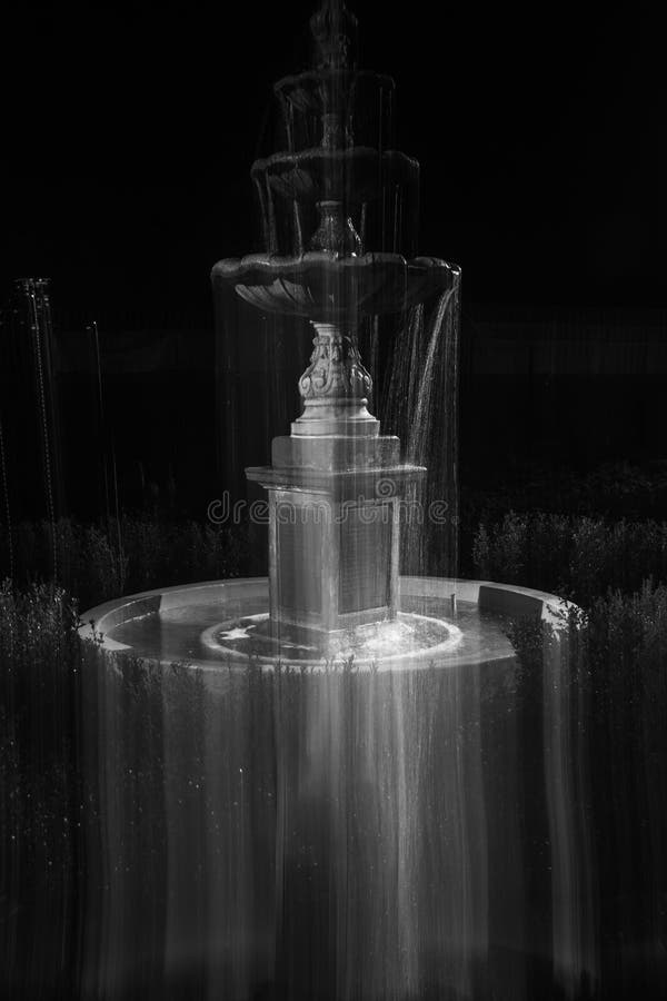 Grayscale Shot of a Water Fountain with a Long Exposure Effect Stock
