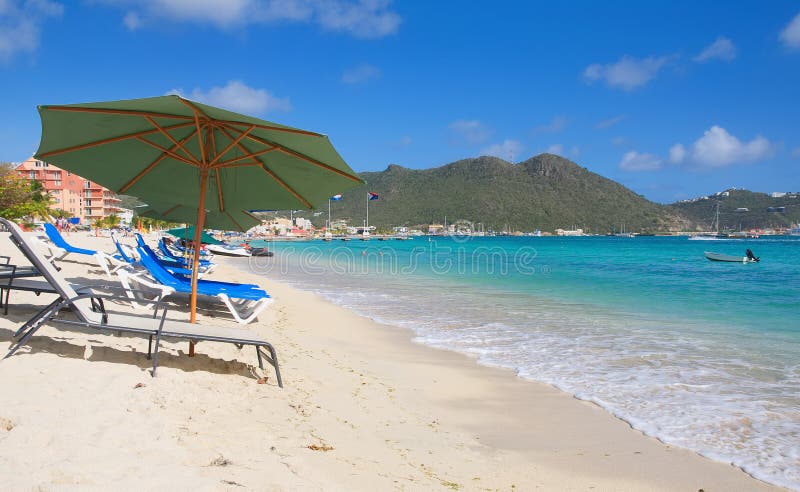 Great Bay beach - Philipsburg Sint Maarten - Caribbean tropical island royalty free stock photos Great Bay beach - Philipsburg Sint Maarten - Caribbean tropical island royalty free stock photos