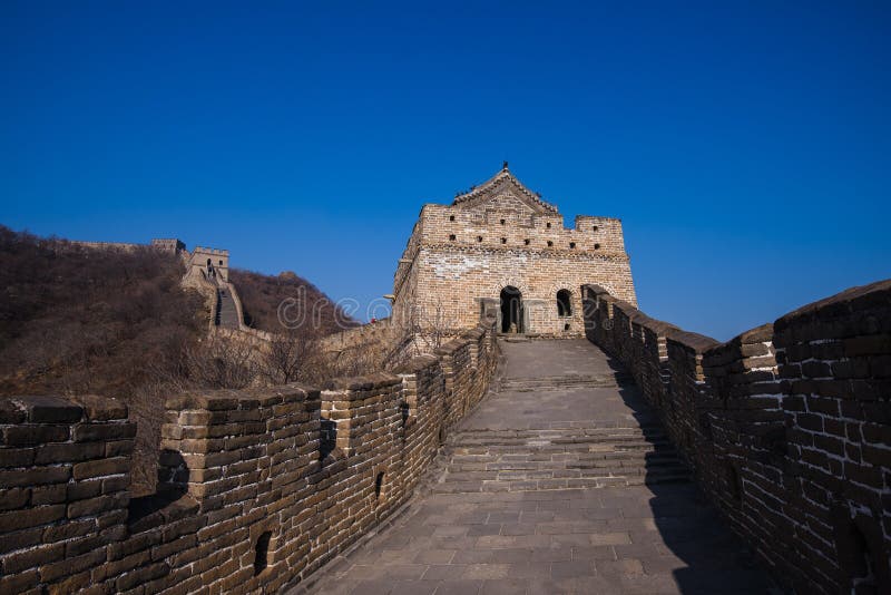 The Great China Wall with Sunset Glow Stock Image Image of ancient